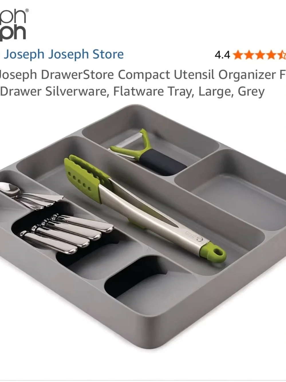 Joseph Joseph DrawerStore Large Gray Kitchen Utensil Flatware Drawer Organizer